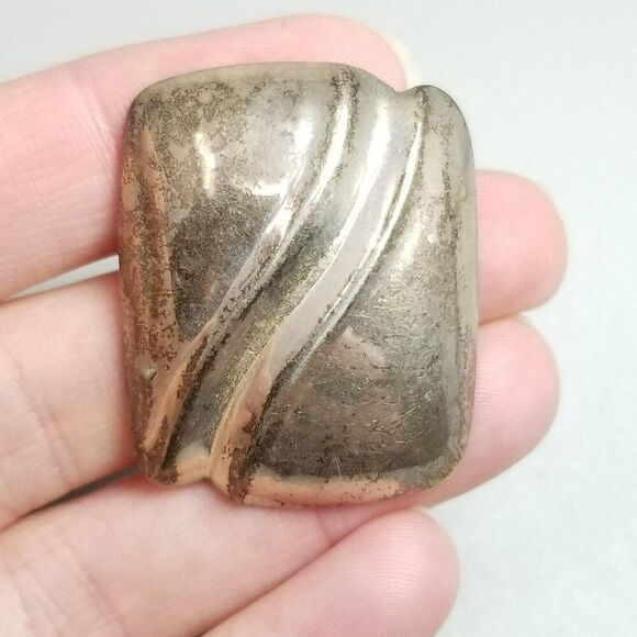 Vintage Sterling Silver Pendant, Puffy Wavy Rectangle, 925 Estate - Picture 8 of 8
